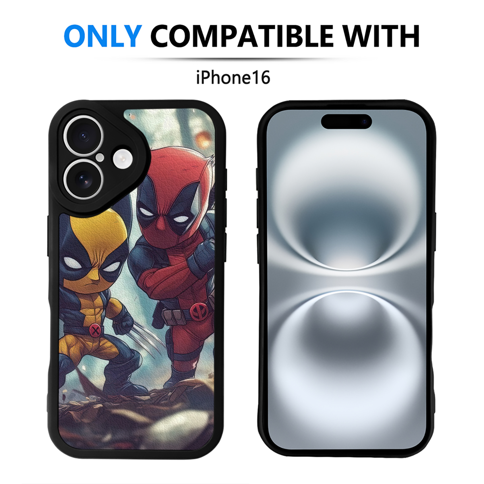 （画像用） Deadpool デッドプール 【iPhone 16シリーズ対応】シリコンスマホケース（レザー調） 材質：シリコン